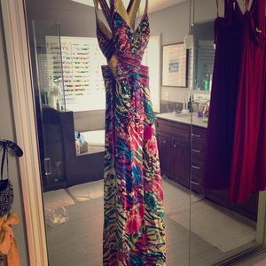 Gorgeous Cache pink floral gown